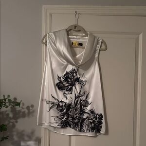 Elegant Black and White Floral Women's Top